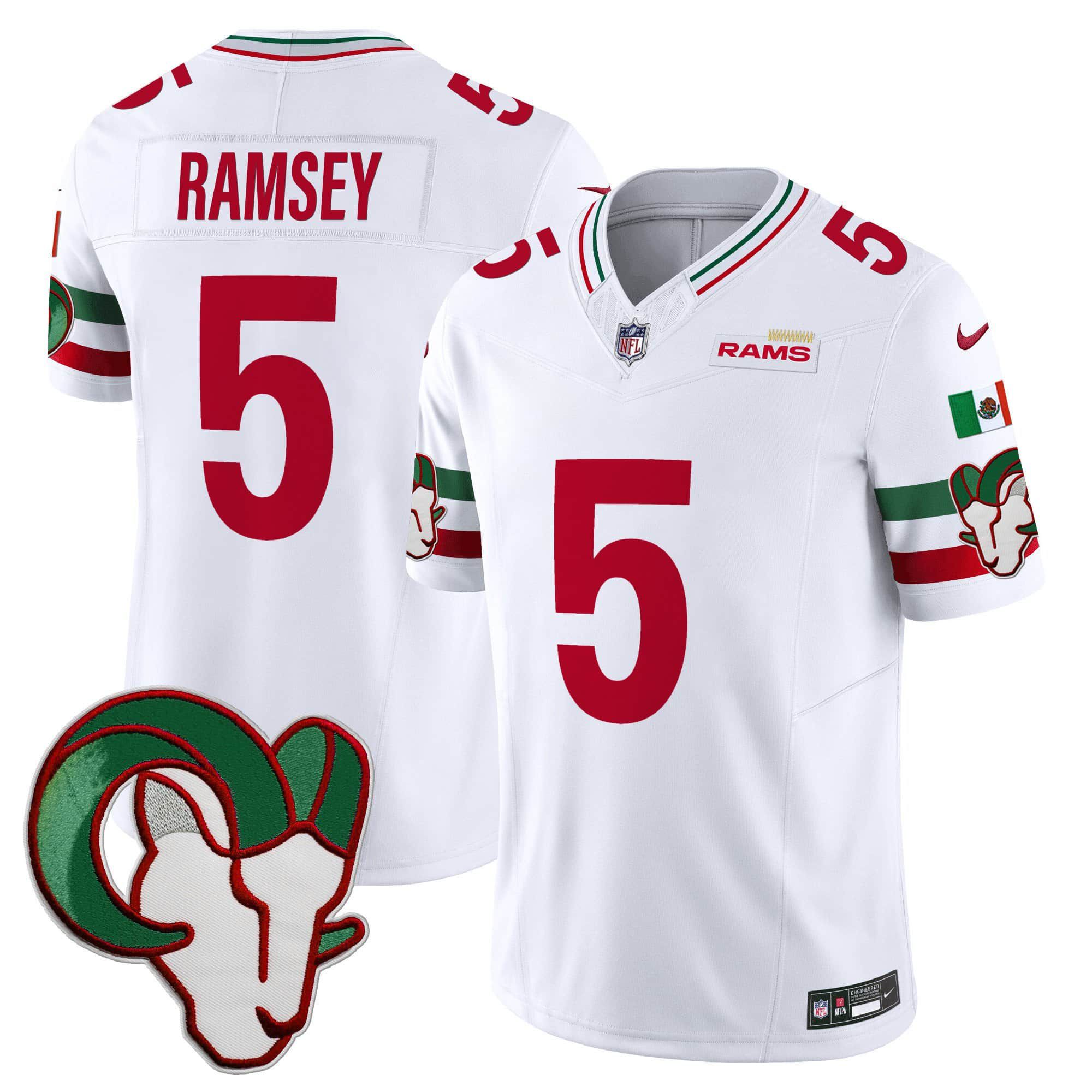 Men Los Angeles Rams #5 Ramsey White 2024 Nike Mexico Vapor Limited NFL Jersey